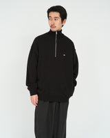 Fresh Service /  THERMAL JERSEY HARF ZIP KNIT - BLACK
