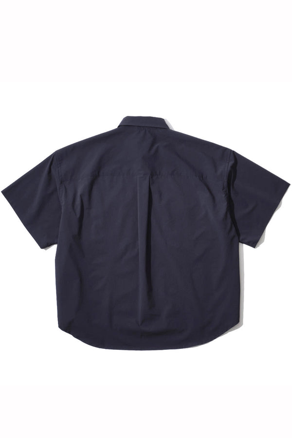 BAMBOO SHOOTS x is-ness / Short Sleeve Seersucker Work Shirt-Navy Shell