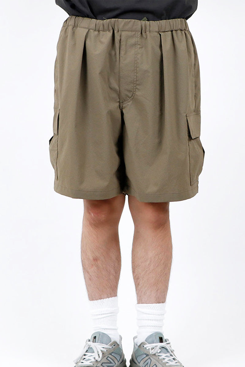 BAMBOO SHOOTS x is-ness / Seersucker Cargo Shorts-Olive Shell