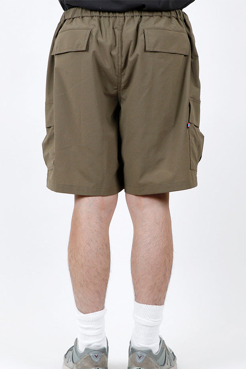 BAMBOO SHOOTS x is-ness / Seersucker Cargo Shorts-Olive Shell