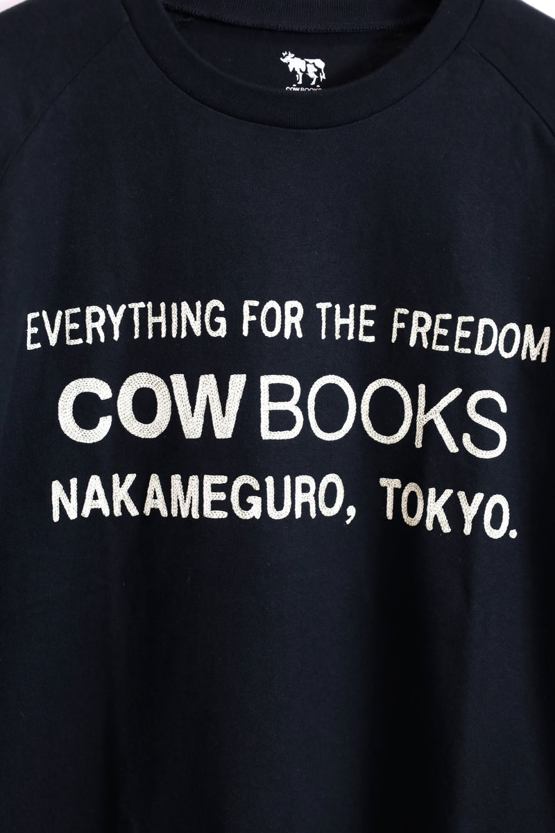 COW BOOKS / Baseball T-shirt-Black×Ivory