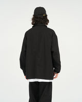 Fresh Service /  COTTON CANVAS LEATHER COLLAR WORK JACKET - BLACK