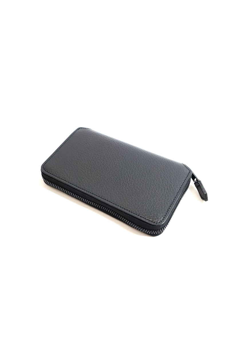 foot the coacher / Middle Zip Wallet-Black Embossed