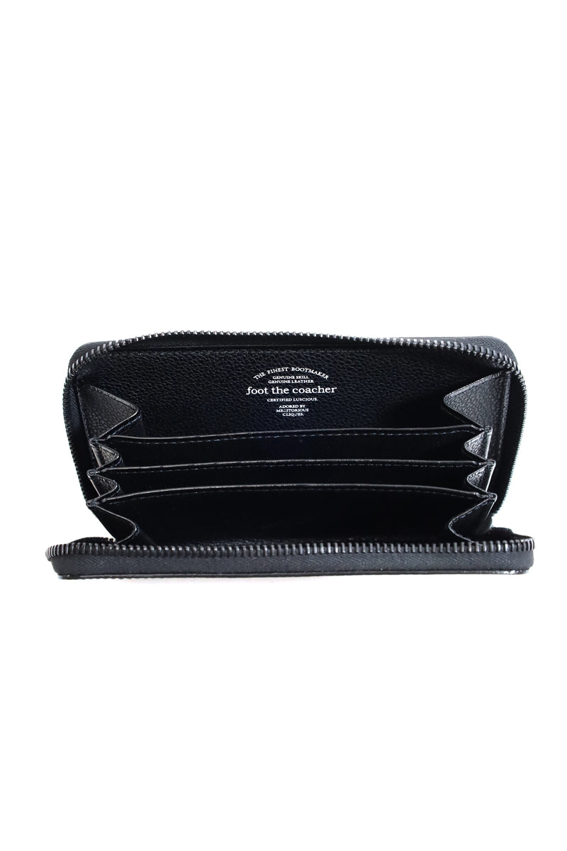 foot the coacher / Middle Zip Wallet-Black Embossed