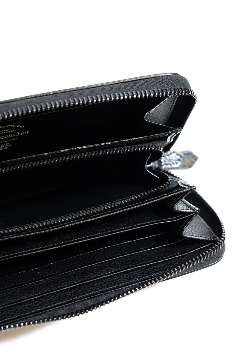 foot the coacher / Long Zip Wallet-Black Embossed