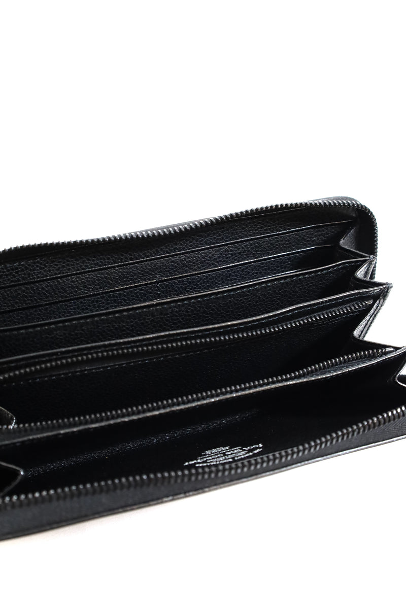 foot the coacher / Long Zip Wallet-Black Embossed