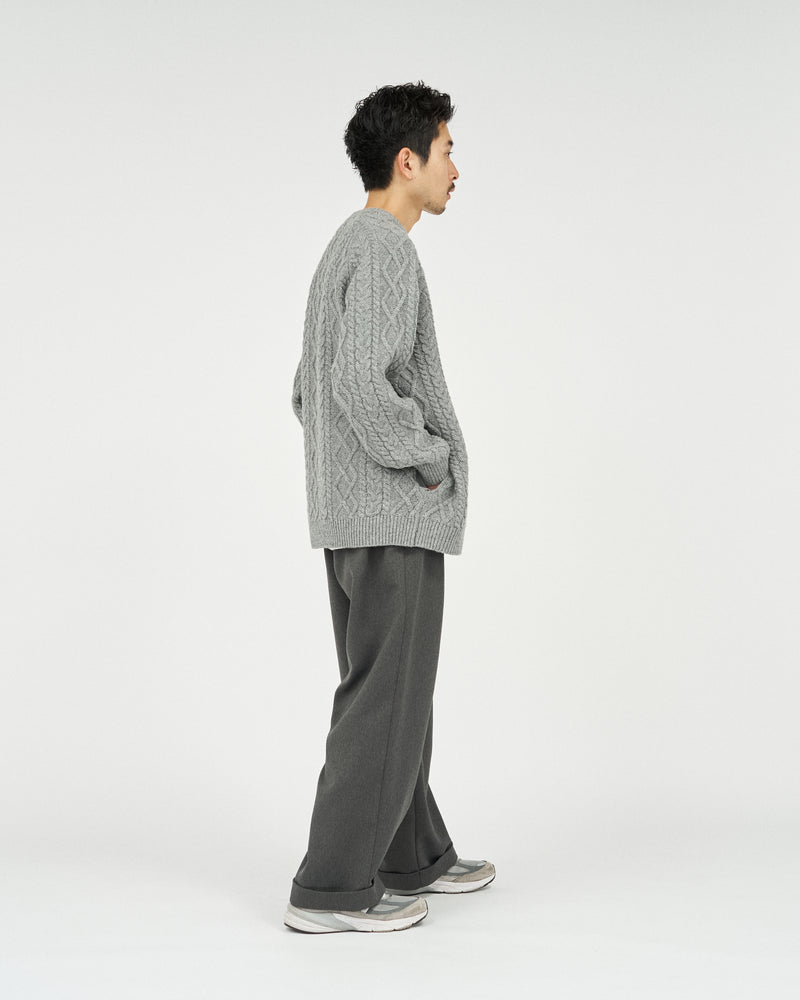 Fresh Service /  SHETLAND WOOL x SOLOTEX® TECH FISHERMAN SWEATER  - H,Gray