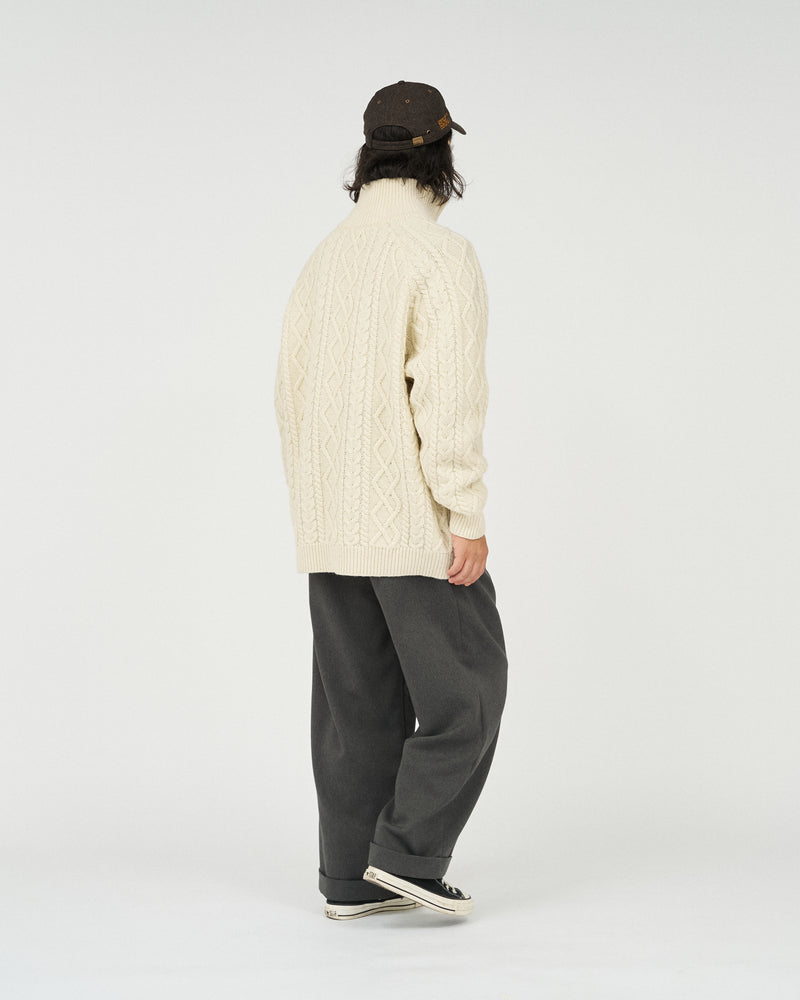 Fresh Service /  SHETLAND WOOL x SOLOTEX® TECH FISHERMAN ZIP-UP  - Ivory