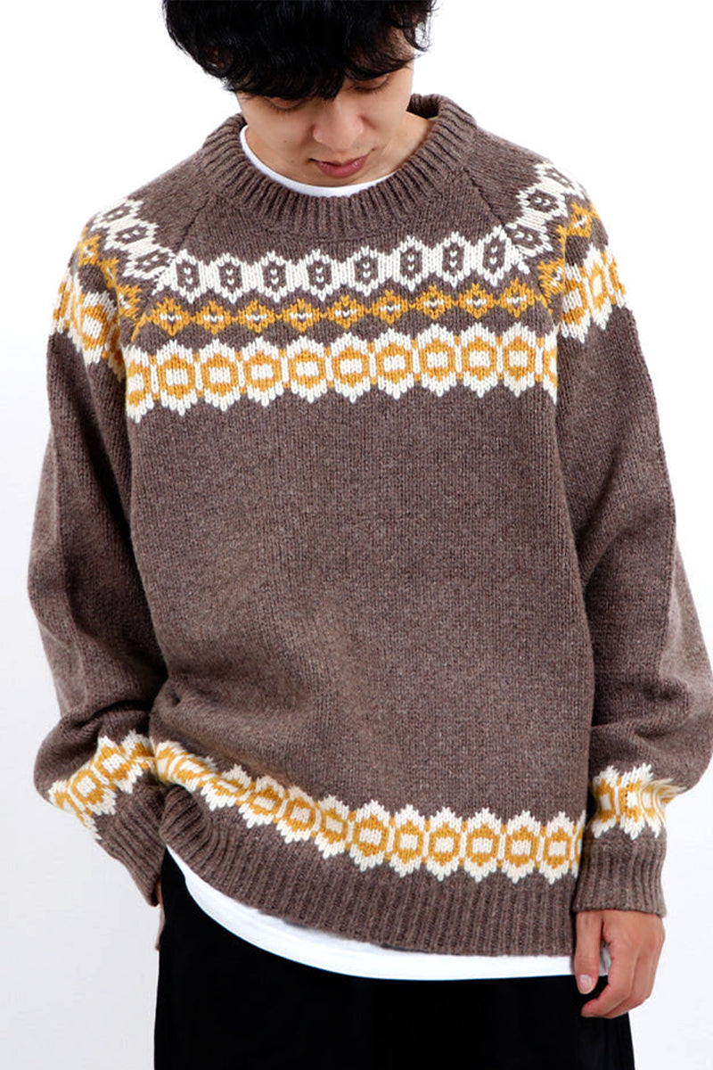 MOUNTAIN RESEARCH×BAMBOO SHOOTS / HIKING NORDIC SWEATER-Brown