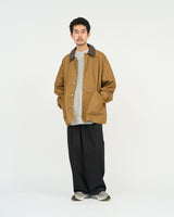 Fresh Service /  COTTON CANVAS LEATHER COLLAR WORK JACKET - CAMEL