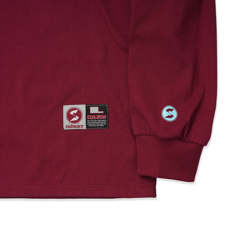 SUBWARE  / FAT CAP FILL LONG SLEEVE TEE - MAROON