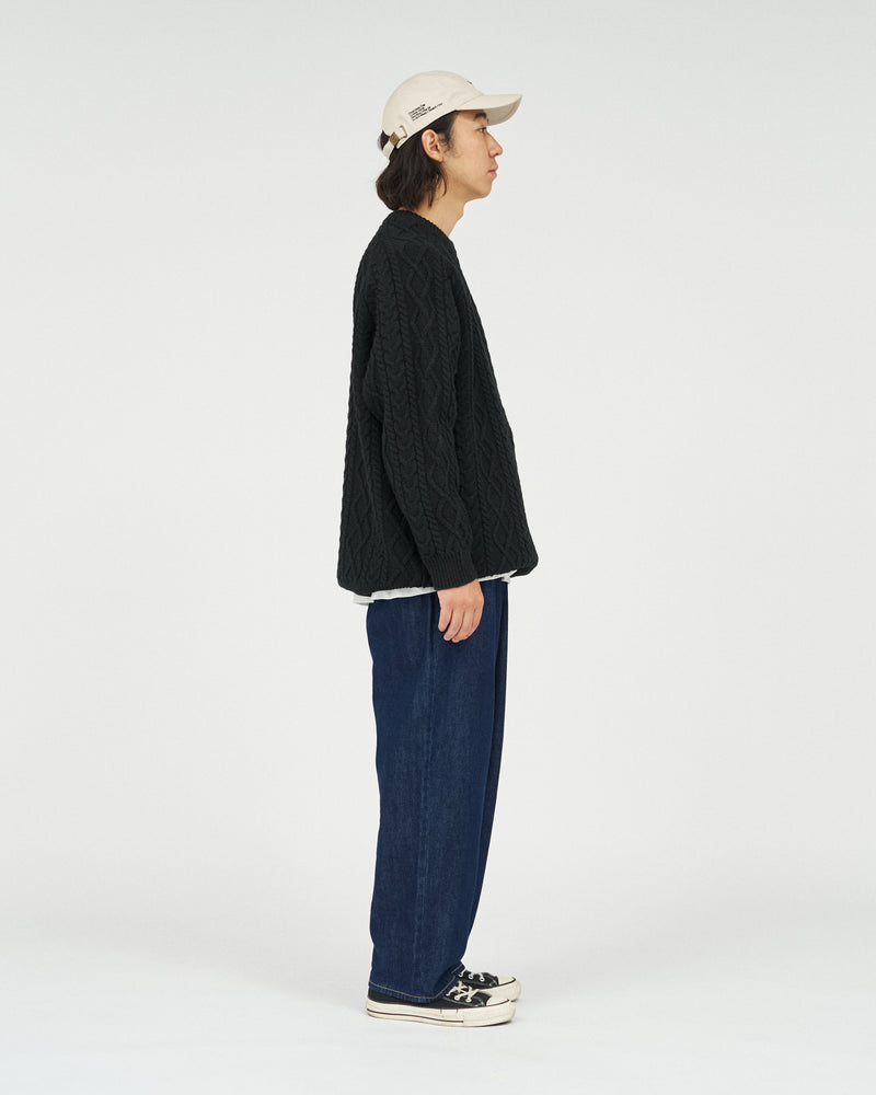 Fresh Service /  SHETLAND WOOL x SOLOTEX® TECH FISHERMAN SWEATER  - Black
