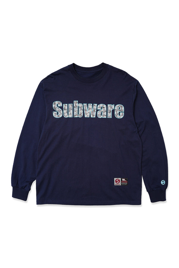 SUBWARE  / FAT CAP FILL LONG SLEEVE TEE - NAVY