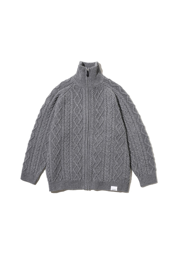 Fresh Service /  SHETLAND WOOL x SOLOTEX® TECH FISHERMAN ZIP-UP  - H,Gray