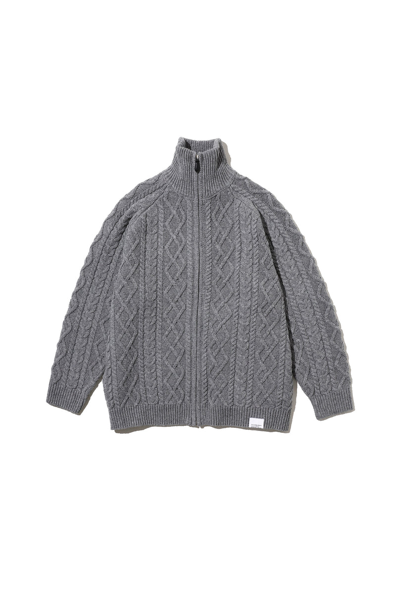 Fresh Service /  SHETLAND WOOL x SOLOTEX® TECH FISHERMAN ZIP-UP  - H,Gray