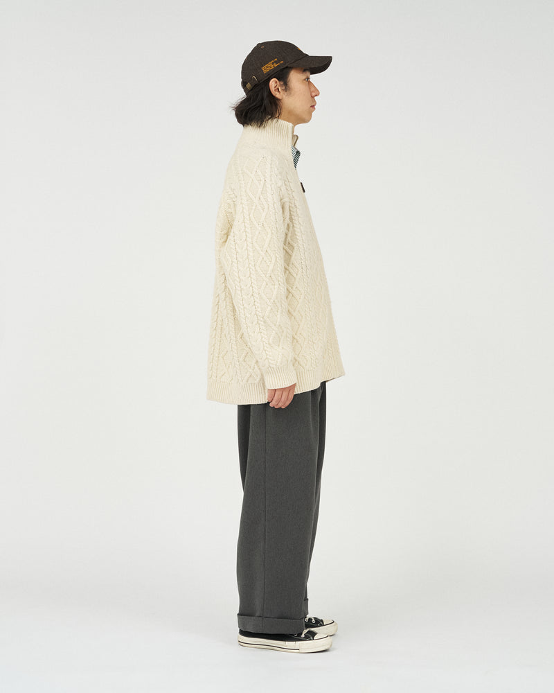 Fresh Service /  SHETLAND WOOL x SOLOTEX® TECH FISHERMAN ZIP-UP  - Ivory