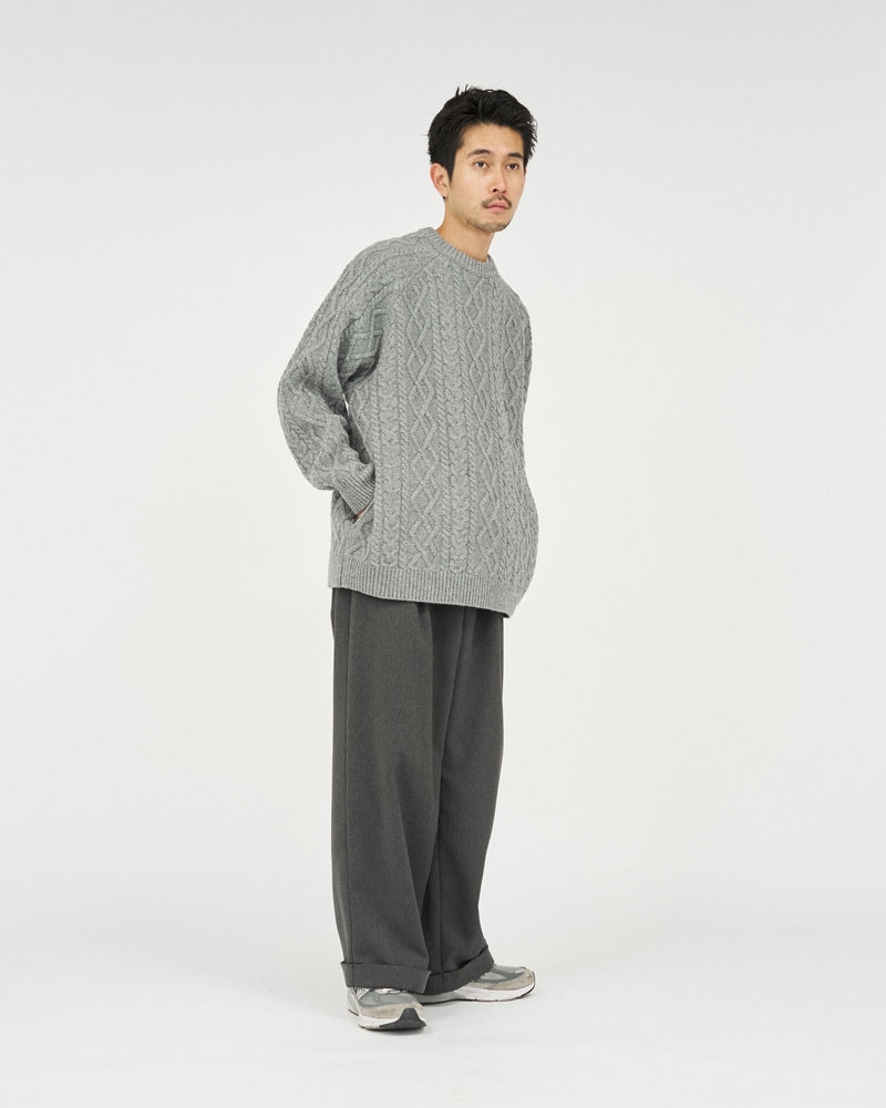 Fresh Service /  SHETLAND WOOL x SOLOTEX® TECH FISHERMAN SWEATER  - H,Gray