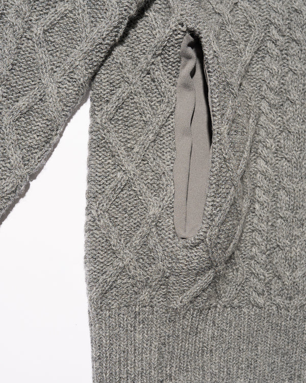 Fresh Service /  SHETLAND WOOL x SOLOTEX® TECH FISHERMAN SWEATER  - H,Gray