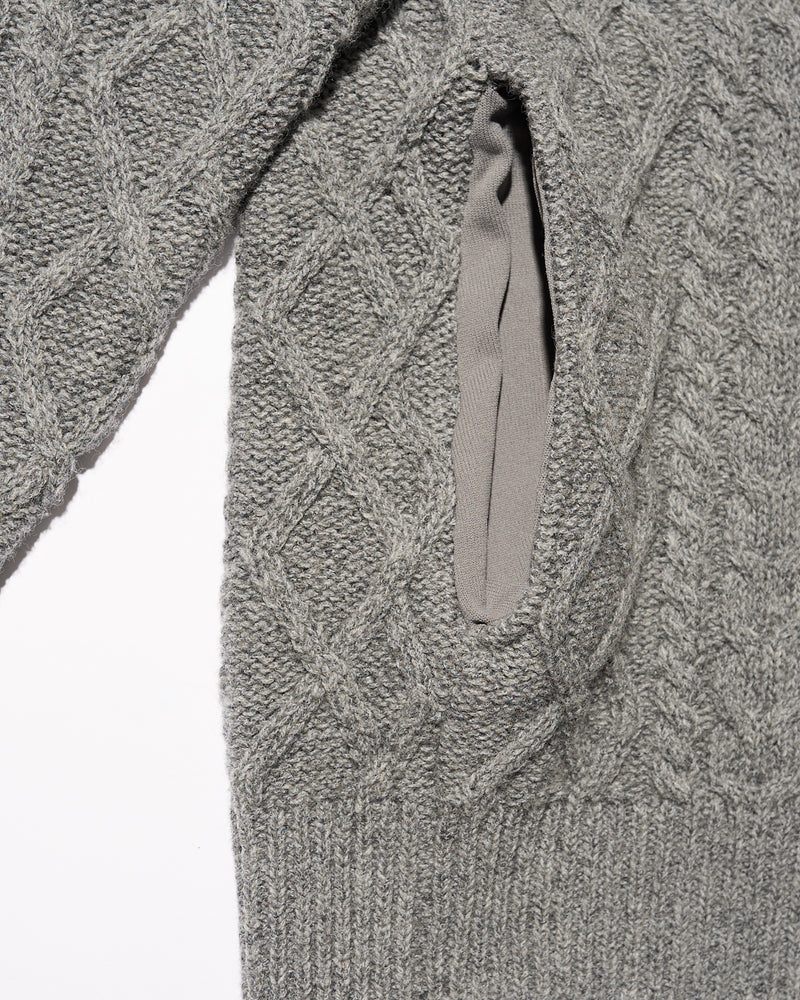 Fresh Service /  SHETLAND WOOL x SOLOTEX® TECH FISHERMAN SWEATER  - H,Gray