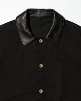 Fresh Service /  COTTON CANVAS LEATHER COLLAR WORK JACKET - BLACK