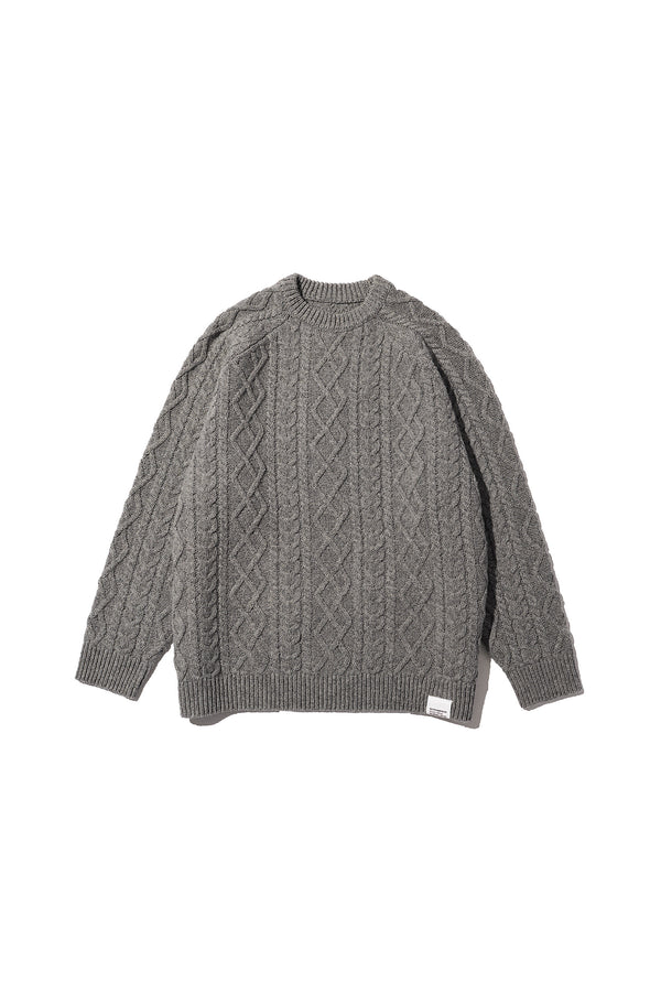 Fresh Service /  SHETLAND WOOL x SOLOTEX® TECH FISHERMAN SWEATER  - H,Gray