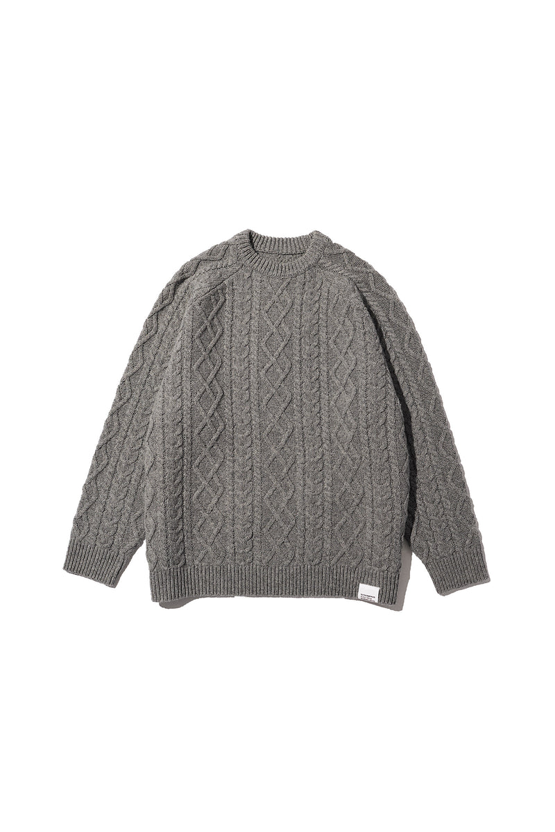 Fresh Service /  SHETLAND WOOL x SOLOTEX® TECH FISHERMAN SWEATER  - H,Gray