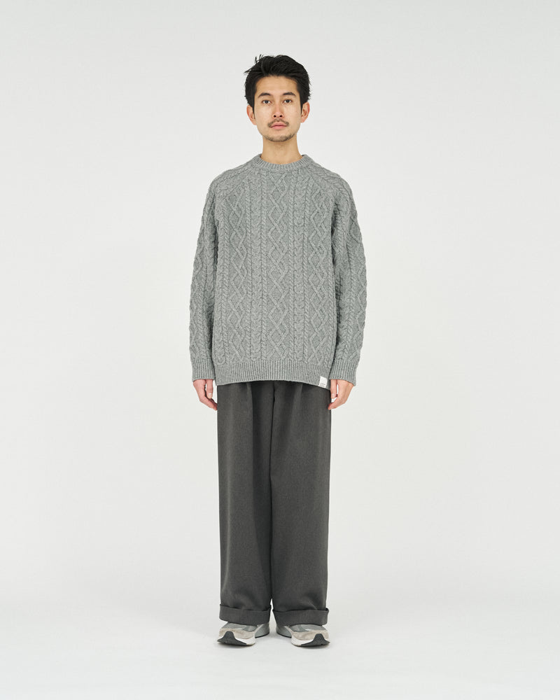 Fresh Service /  SHETLAND WOOL x SOLOTEX® TECH FISHERMAN SWEATER  - H,Gray