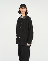 Fresh Service /  COTTON CANVAS LEATHER COLLAR WORK JACKET - BLACK
