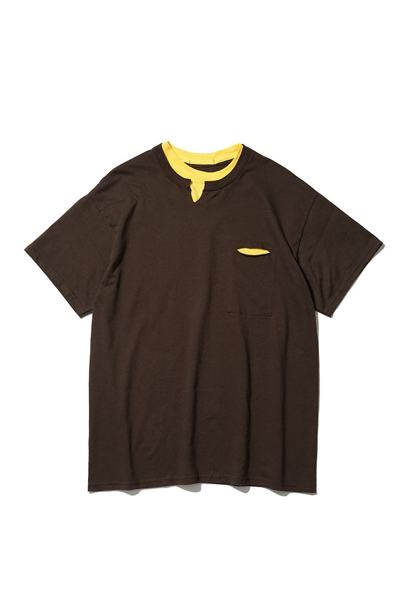Mountain Folks Tailoring /W-Neck Tee - Brown