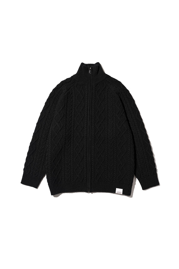 Fresh Service /  SHETLAND WOOL x SOLOTEX® TECH FISHERMAN ZIP-UP  - Black