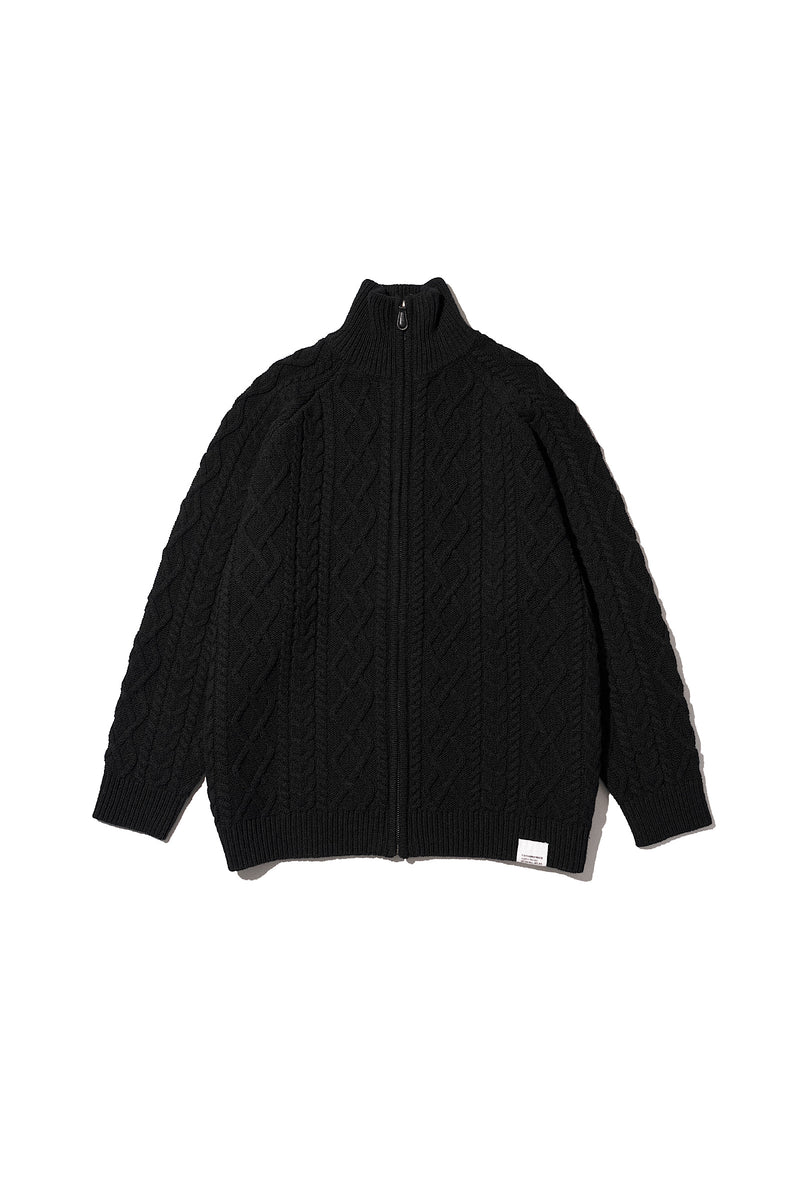 Fresh Service /  SHETLAND WOOL x SOLOTEX® TECH FISHERMAN ZIP-UP  - Black