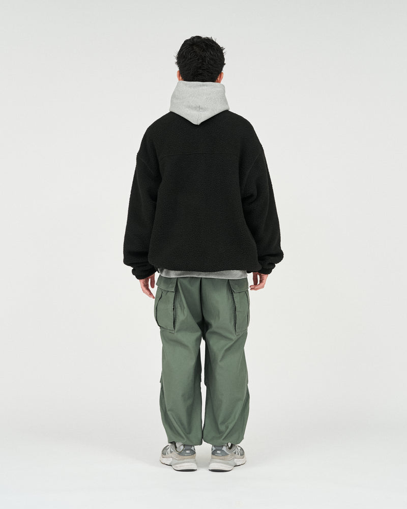 Fresh Service / HEAVY FLEECE ZIP-UP JACKET - Black