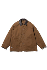 Fresh Service /  COTTON CANVAS LEATHER COLLAR WORK JACKET - CAMEL