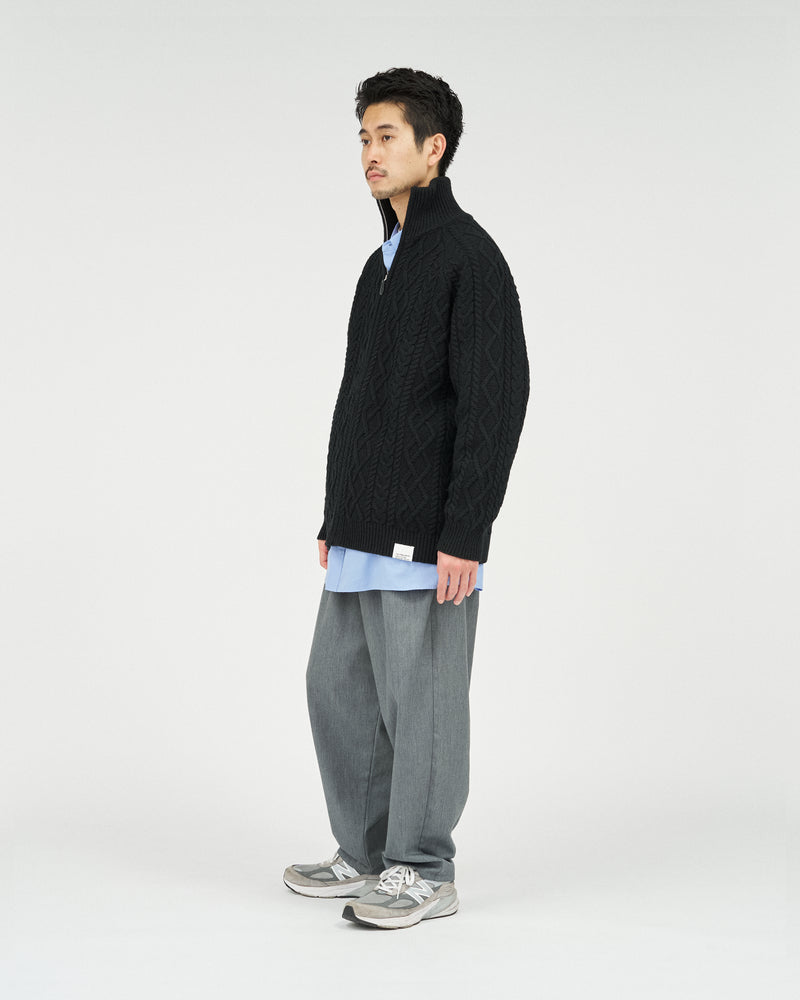 Fresh Service /  SHETLAND WOOL x SOLOTEX® TECH FISHERMAN ZIP-UP  - Black