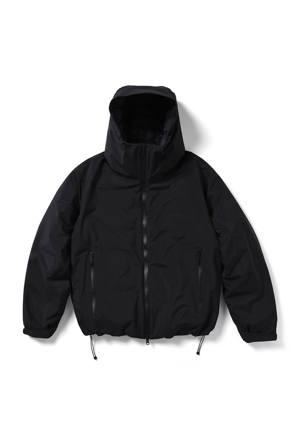ES.1 / 3lyr down Hoodie - Black