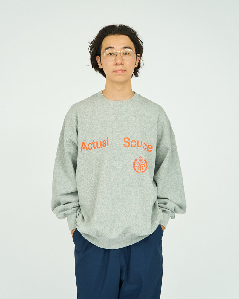 AS×FS / Light Oz Crew Neck Sweat "COLLEGE" - H.Gray