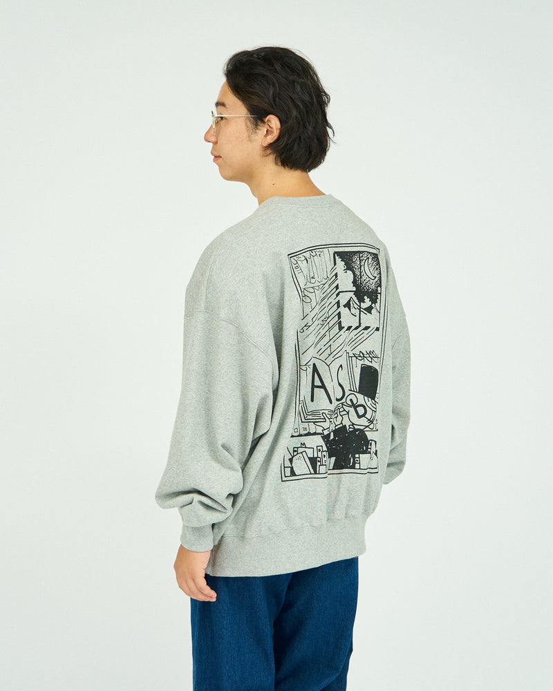 AS×FS / Light Oz Crew Neck Sweat "COMIC" - H.Gray