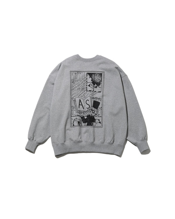 AS×FS / Light Oz Crew Neck Sweat "COMIC" - H.Gray