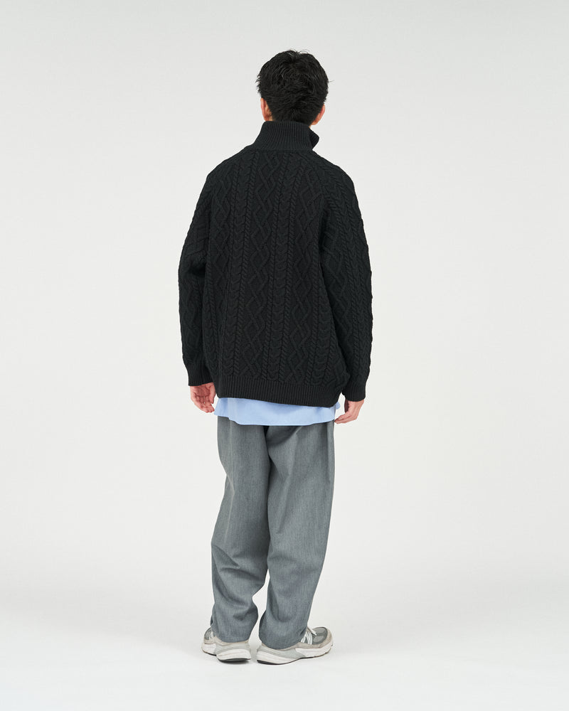 Fresh Service /  SHETLAND WOOL x SOLOTEX® TECH FISHERMAN ZIP-UP  - Black