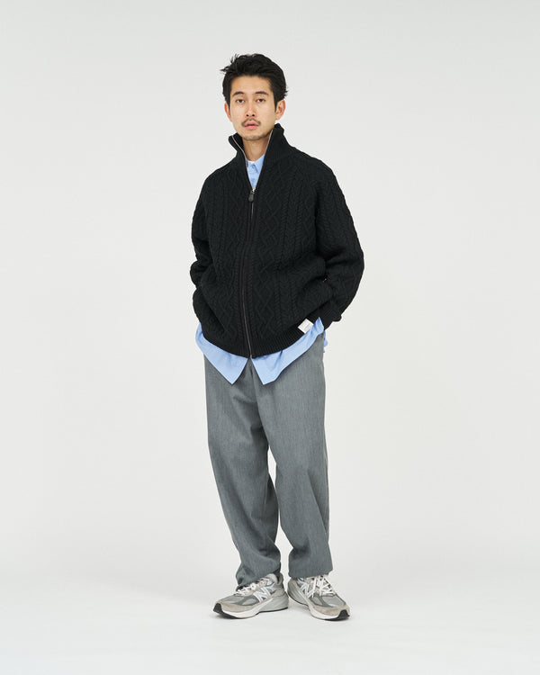 Fresh Service /  SHETLAND WOOL x SOLOTEX® TECH FISHERMAN ZIP-UP  - Black