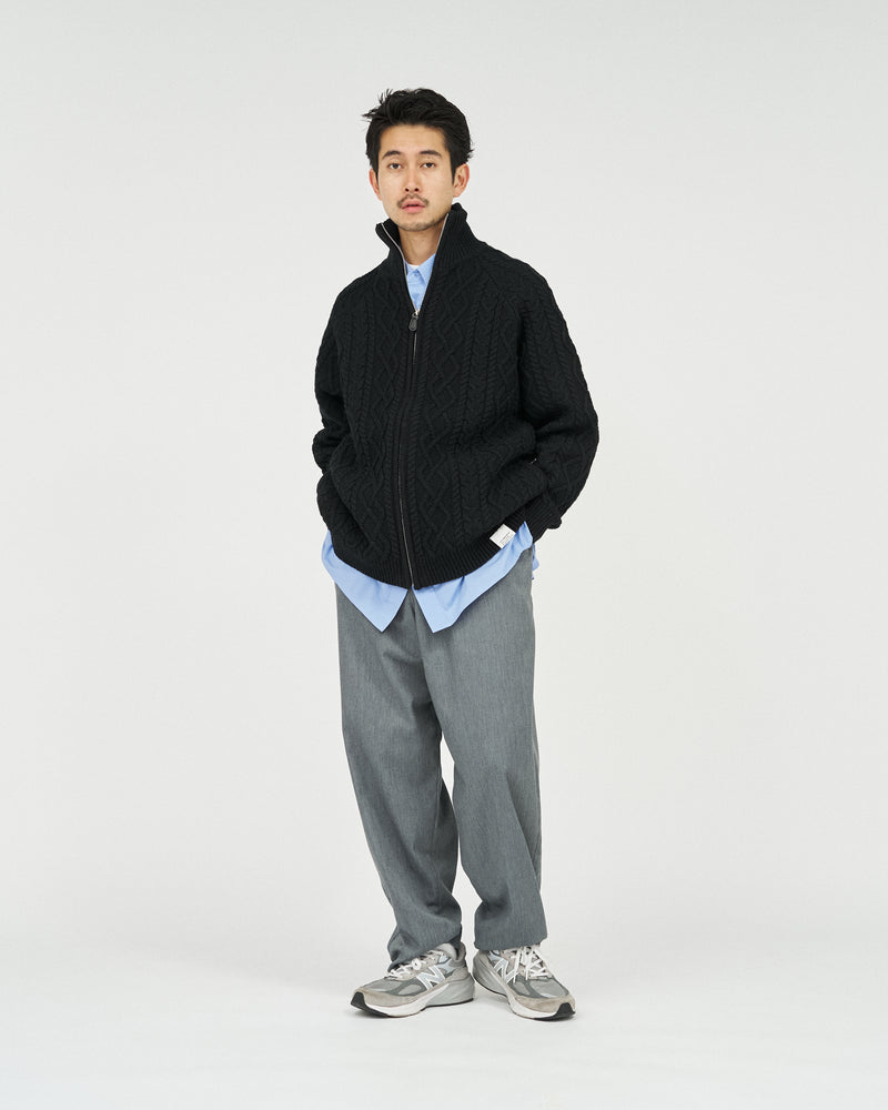 Fresh Service /  SHETLAND WOOL x SOLOTEX® TECH FISHERMAN ZIP-UP  - Black