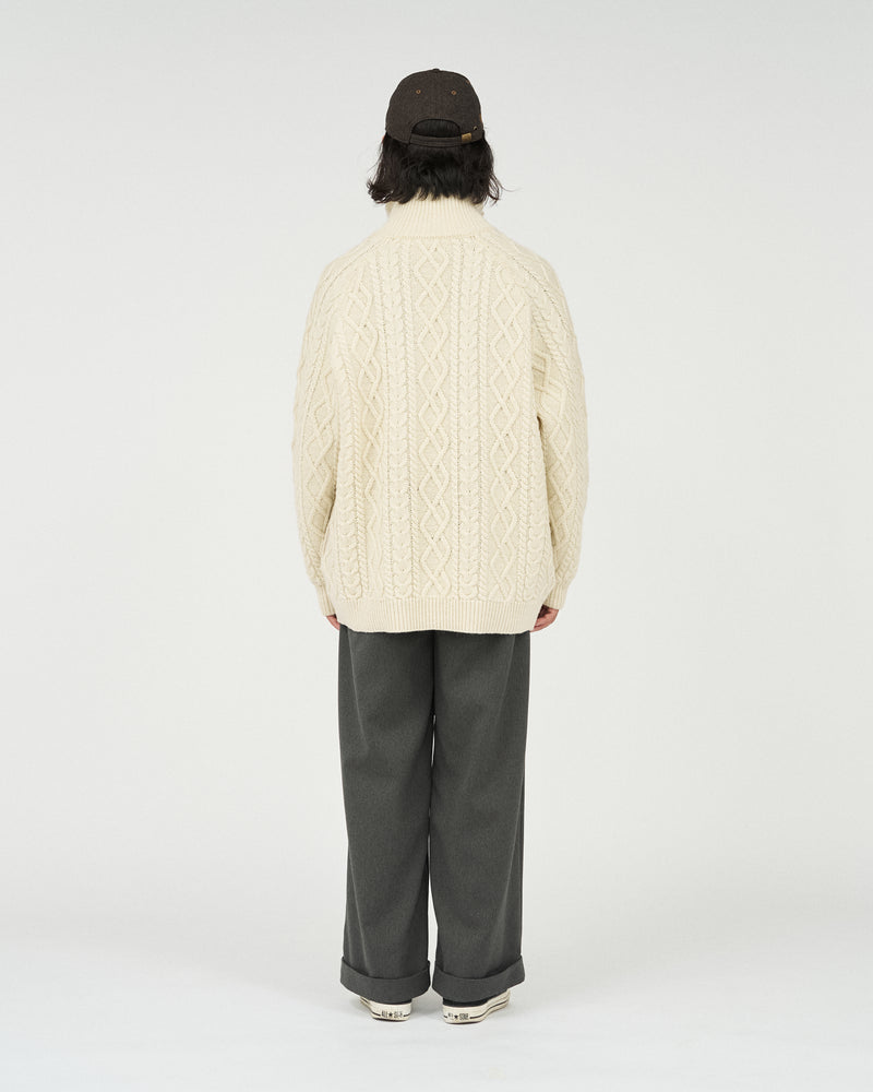 Fresh Service /  SHETLAND WOOL x SOLOTEX® TECH FISHERMAN ZIP-UP  - Ivory