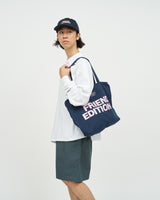 Fresh Service / FRIEND EDITIONS CANVAS ZIP TOTE BAG - NAVY