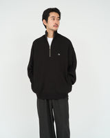 Fresh Service /  THERMAL JERSEY HARF ZIP KNIT - BLACK