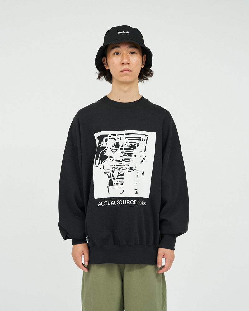 Fresh Service / AS×FS LIGHT OZ CREW NECK "LITHOGRAPH" - BLACK
