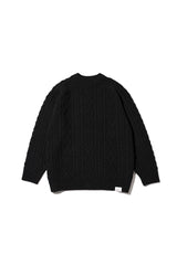 Fresh Service /  SHETLAND WOOL x SOLOTEX® TECH FISHERMAN SWEATER  - Black