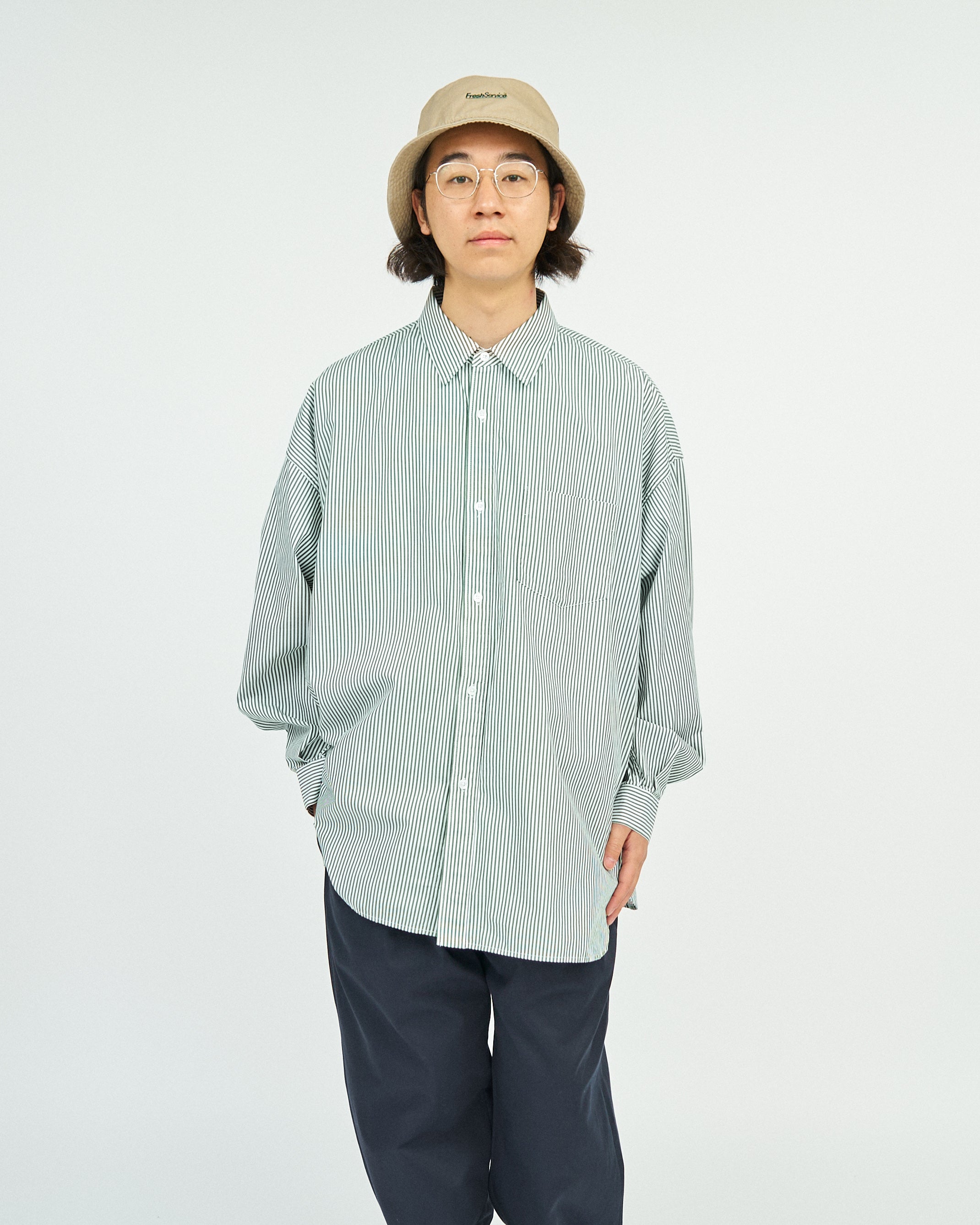 Fresh Service / CORPORATE UNIFORM L/S SHIRT - Green Stripe – redtriangle
