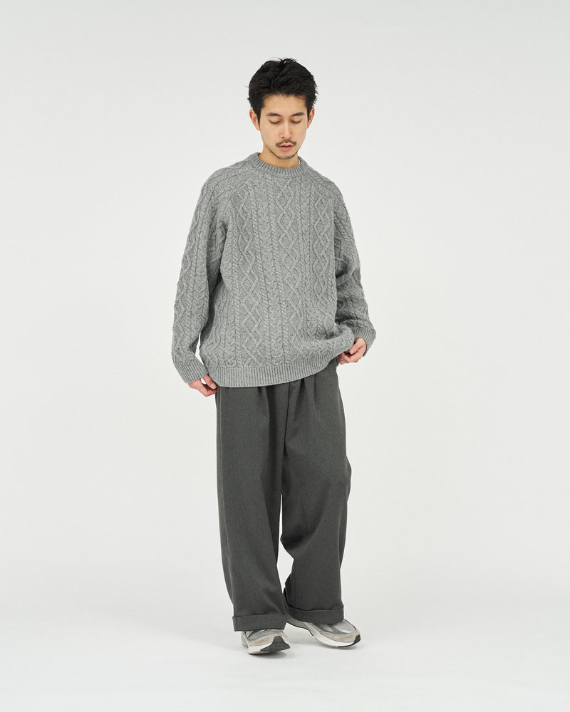 Fresh Service /  SHETLAND WOOL x SOLOTEX® TECH FISHERMAN SWEATER  - H,Gray