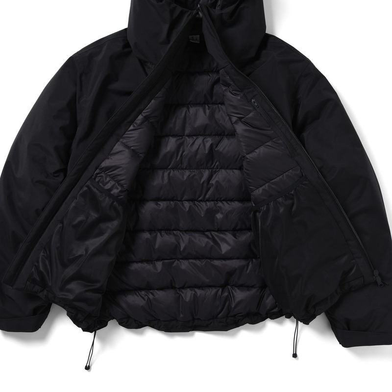 ES.1 / 3lyr down Hoodie - Black
