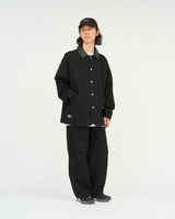 Fresh Service /  COTTON CANVAS LEATHER COLLAR WORK JACKET - BLACK